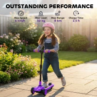 AIYAPLAY Three-Wheel Foldable Electric Scooter for Kids Aged 6-10 Years, Purple(m-7)