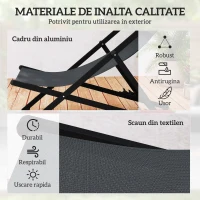 Outsunny Set 2 Scaune Fotoliu Sezlong pentru Exterior, Pliabile si Rabatabile, din Aluminiu, Gri, 96.5 x 58 x 91.5cm(m-6)