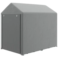 Outsunny Abri de Jardin Imperméable avec 2 Compartiments, Porte Enroulable à Fermeture Éclair, 120x179x165cm, Gris Clair(m-1)