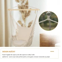 Outsunny Hamac de Gradina din Franghie Shabby Chic pentru Interior si Exterior Alb(m-7)