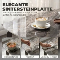 HOMCOM Masă 4 locuri, blat din piatră sinterizată, picioare metalice, Maro(m-5)