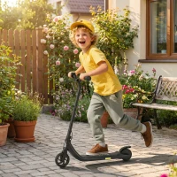 HOMCOM 120W Electric Scooter, E-Scooter, Adjustable Height, Rear Brake, for Ages 6+, Black(m-7)