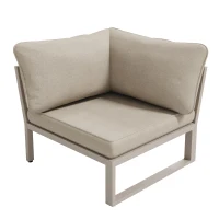 Modern Garden Corner Sofa Set with High‑Density Foam Cushions, Weatherproof Outdoor Set for 6-7 People, 120L x 65W x 66.5H cm, Beige(m-14)
