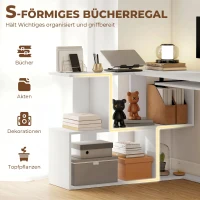 HOMCOM Birou de Colț Modern cu Raft Glisant pentru Tastatură și Rafturi pe 4 Niveluri, Alb(m-5)