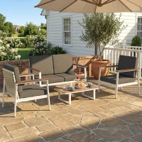 Outsunny Set Divani Giardino 4 Persone: 2 Poltrone, Divanetto, Tavolino.(m-9)
