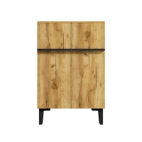 Space-Saving Entryway Storage with Adjustable Shelves and Large Capacity, Modern Shoe Cabinet with Double Doors, 60L x 34.5W x 95H cm, Black+Wood(m-2)