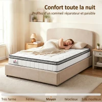 HOMCOM Matelas 90 x 190 cm, 20cm d'épaisseur, matelas à ressorts ensachés 7 zones mousse à mémoire forme au gel rafraîchissant(m-7)