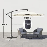 Outsunny 3M Banana Umbrella Parasol-Cream White(m-3)