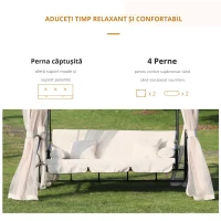 Outsunny Foisor cu Canapea cu 3 locuri si plasa de tantari, 256x172x248cm Culoare Bej(m-5)