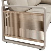 Modern Garden Corner Sofa Set with High‑Density Foam Cushions, Weatherproof Outdoor Set for 6-7 People, 120L x 65W x 66.5H cm, Beige(m-15)