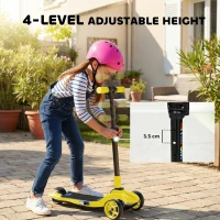 AIYAPLAY Three-Wheel Foldable Electric Scooter for Kids Aged 6-10 Years, Yellow(m-6)