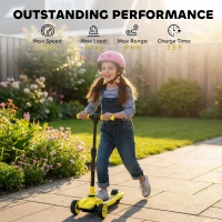 AIYAPLAY Three-Wheel Foldable Electric Scooter for Kids Aged 6-10 Years, Yellow(m-7)