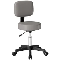 HOMCOM Massagehocker mit Rollen, höhenverstellbar und drehbar mit ergonomischer Rückenlehne grau(m-1)