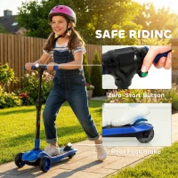 AIYAPLAY Three-Wheel Foldable Electric Scooter for Kids Aged 6-10 Years, Blue(m-8)