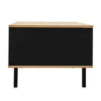 3-Piece Living Room Furniture Set with Water-Resistant Surfaces, Contemporary Living Room Set with Practical Storage, 170L x 40W x 50.5H cm, Black+Wood(m-11)