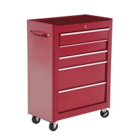 HOMCOM Rollbarer Werkzeugwagen, Werkstattwagen aus Stahl 5 Schubladen abschließbar 2 Schlüssel, 61,5 x 33 x 82,5 cm, rot(m-8)