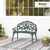 Outsunny Cast Aluminium Garden Bench - Vintage Green(m-2)
