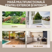Outsunny Masa Gradina Rustica din Lemn 110×60×65 cm – Cu Roti pentru Terasa(m-6)