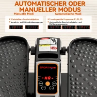 SPORTNOW Elektrische Elliptische Trainer, Pedalentoestel met 12 Aanpasbare Snelheden, Draagbaar, Licht, Afstandsbediening, LED-Monitor, Staal, Kunststof, Zwart(m-4)
