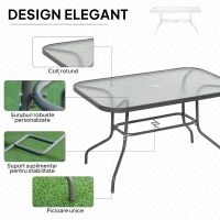 Outsunny Masa pentru Gradina din Metal si Sticla cu Orificiu pentru Umbrela120x80x70cm(m-5)
