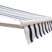 Outsunny 2.5x2 m Manual Retractable Awning, Garden Awning with 90% UV block -Dark Blue/White Stripes(m-11)