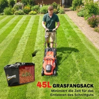 Outsunny Elektro Rasenmäher 800 W mit 40 cm Schnittbreite 45L Fangkorb Akkuanzeige Überlastschutz 7 Schnitthöhen(m-7)