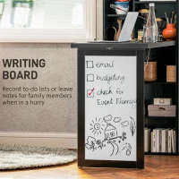 HOMCOM Scrivania Moderna Pieghevole con Libreria e Lavagna, in Legno e Metallo, 98x51x153 cm, Nero(m-6)