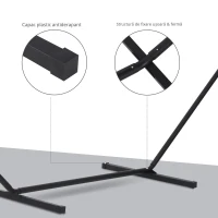 Outsunny Schelet pentru Hamac Greutate Maxima 120Kg in Metal, Negru, 360x92x112cm(m-4)