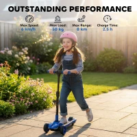 AIYAPLAY Three-Wheel Foldable Electric Scooter for Kids Aged 6-10 Years, Blue(m-7)