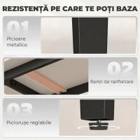 HOMCOM Masă 4 locuri, blat din piatră sinterizată, picioare metalice, Maro(m-6)