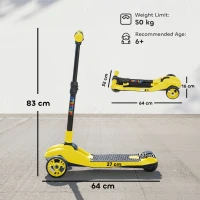 AIYAPLAY Three-Wheel Foldable Electric Scooter for Kids Aged 6-10 Years, Yellow(m-3)