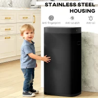 HOMCOM 50L Sensor Bin, Automatic Kitchen Bin, Manual Override, Battery Operated, Inner-Bucket-Free, for Kitchen, Bedroom, Black(m-6)