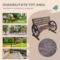Outsunny Banca Country Fonta 127×60×85 cm – 2‑locuri cu Cotiere Rotative Neagra(m-6)