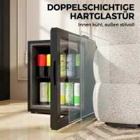 HOMCOM Réfrigérateur à boissons 46L 59 canettes, mini frigo silencieux pose libre avec porte en verre trempé double, noir(m-6)