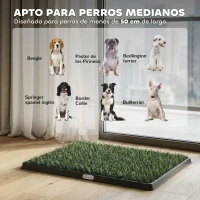 PawHut Inodoro para Perros con Césped Artificial 76x50,5 cm Bandeja Sanitaria para Perros para Entrenamiento con Drenaje Verde(m-7)