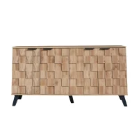 Modern Sideboard with Matt Handles and Sturdy Legs, Durable Storage Cabinet with Adjustable Shelves, 150L x 35W x 78H cm, Wood(m-2)