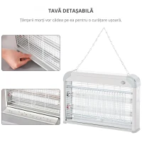 Outsunny Lampa Electrica anti-țânțari 20W, 37.5x8.5x26.5cm, Gri/Alb(m-8)