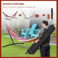 Hamac OutSunny Portabil cu suport din otel si bumbac multicolor(m-4)