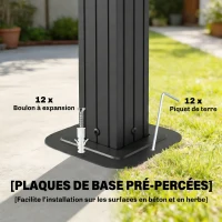 Outsunny Abri barbecue extérieur tonnelle de jardin aluminium à double toit 2 étagères latérales crochets 231x165x246cm noir(m-8)