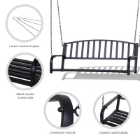 Outsunny Balansoar Suspendat de Gradina din Metal Negru(m-7)