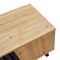 Stylish Coffee Table with Practical Storage and Wood‑Coloured Surface, Divided-Storage Tea Table with Wood Legs, 100L x 60W x 45H cm, Black+Wood(m-8)