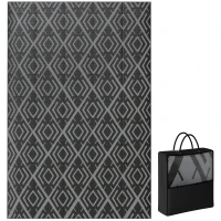 Outsunny Tapete de Exterior 182x274 cm Reversível com Desenho Geométrico Impermeável e Bolsa de Transporte  Preto(m-10)