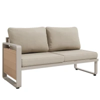 Modern Garden Corner Sofa Set with High‑Density Foam Cushions, Weatherproof Outdoor Set for 6-7 People, 120L x 65W x 66.5H cm, Beige(m-12)