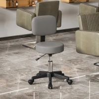 HOMCOM Massagehocker mit Rollen, höhenverstellbar und drehbar mit ergonomischer Rückenlehne grau(m-2)