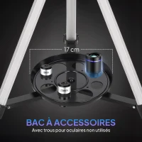 Outsunny Télescope astronomique adultes et débutants 70 mm, télescope réfracteur 40X/16X trépied réglable, 80 x 80 x 135 cm blanc(m-7)
