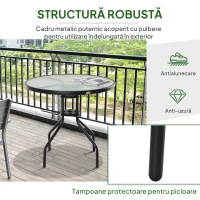 Outsunny Masuta de exterior din otel cu suprafata din sticla securizata Ф80 x 72 cm(m-6)