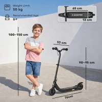 HOMCOM 120W Electric Scooter, E-Scooter, Adjustable Height, Rear Brake, for Ages 6+, Black(m-3)