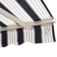 Outsunny 2.5x2 m Manual Retractable Awning, Garden Awning with 90% UV block -Dark Blue/White Stripes(m-13)