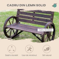 Outsunny Banca Country Fonta 127×60×85 cm – 2‑locuri cu Cotiere Rotative Neagra(m-4)