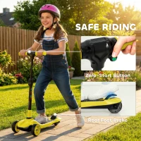 AIYAPLAY Three-Wheel Foldable Electric Scooter for Kids Aged 6-10 Years, Yellow(m-8)